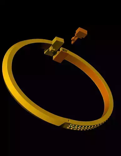 Tiffany T1 one side pave with lock mechanism bracelet CAD file