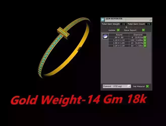 Tiffany T Narrow with Full Pave Bracelet Jewelry CAD Design File