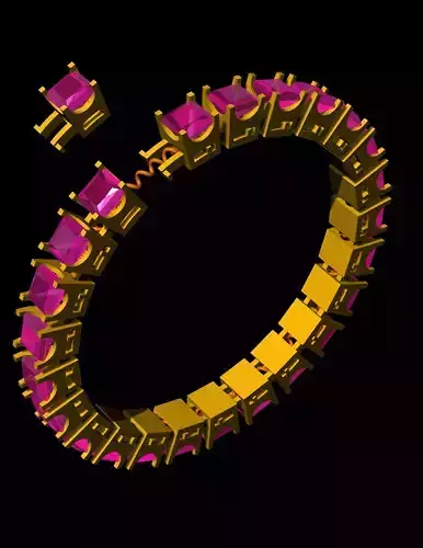 Princess Cut Spring Bracelet CAD File Flexible Bangle Design