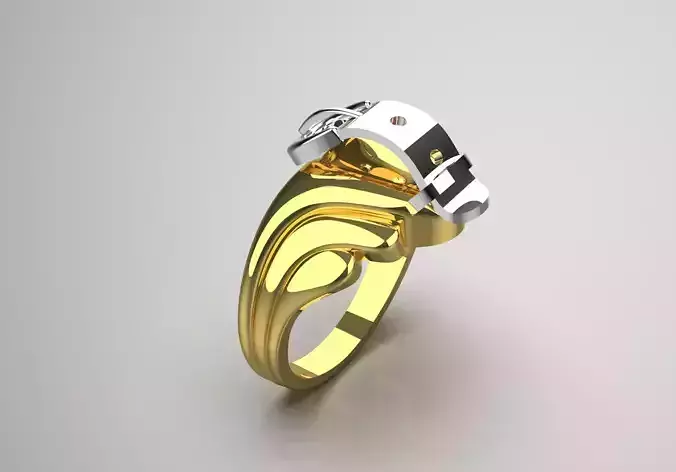 Yellow gold ring with belt buckle model ring gr0020