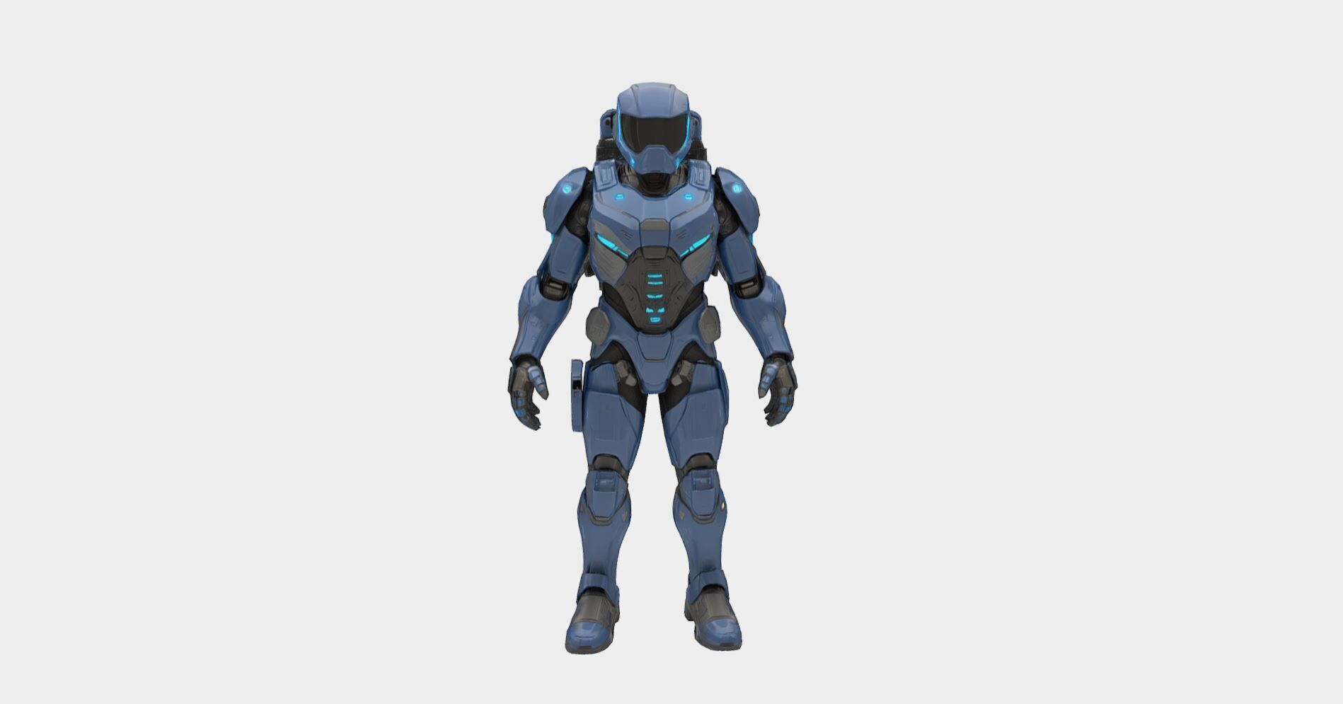 Soldier Sci-Fi Game-Ready 3D Character Model Low-poly 3D model_10