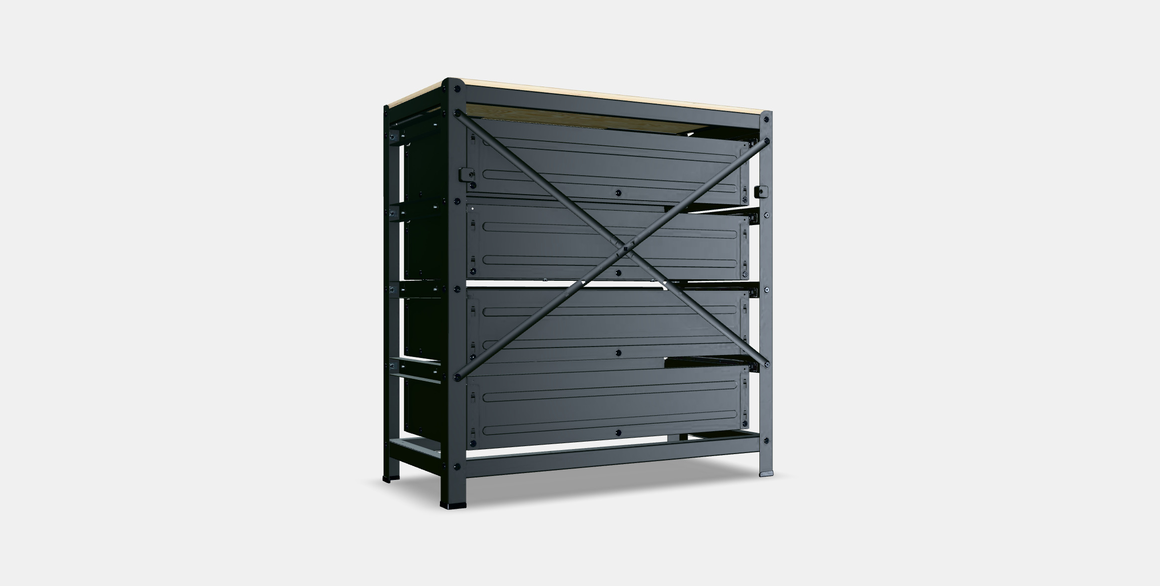 BROR work table with drawers 3D model_16