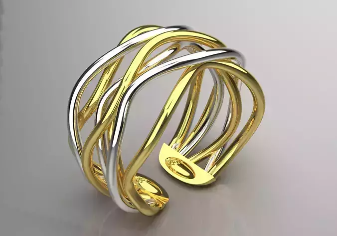 Two-tone wicker womens ring model gr0078