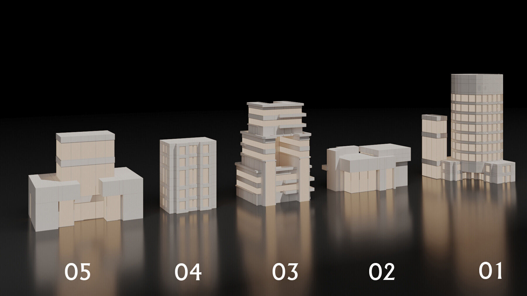 SimplePoly building KITBASH-Low-poly 3D model-Urban Vol 01- Low-poly 3D model_1