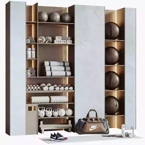 A Rack with gym equipment 03 3D model