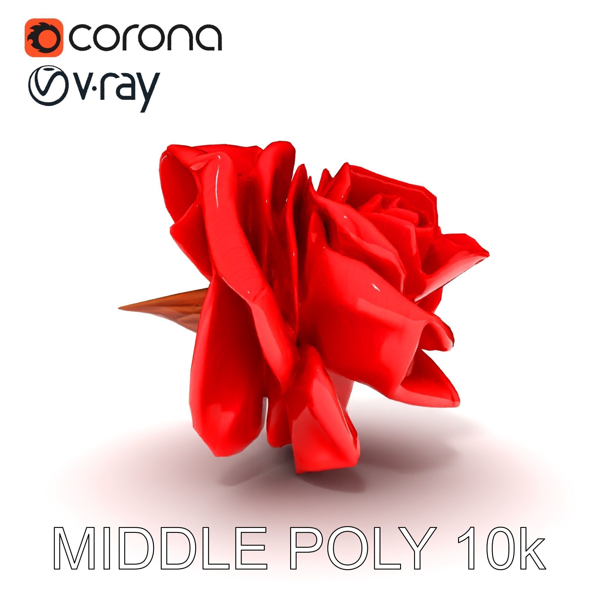 Red Origami Rose Model Pack Low-poly 3D model_6