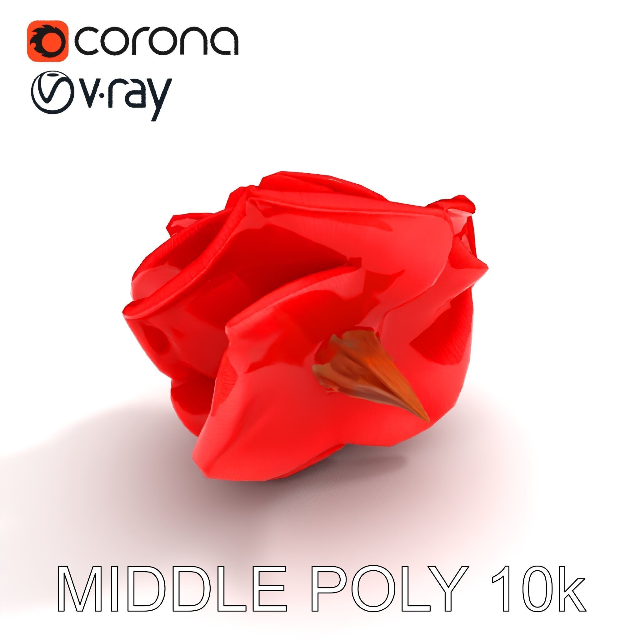Red Origami Rose Model Pack Low-poly 3D model_21