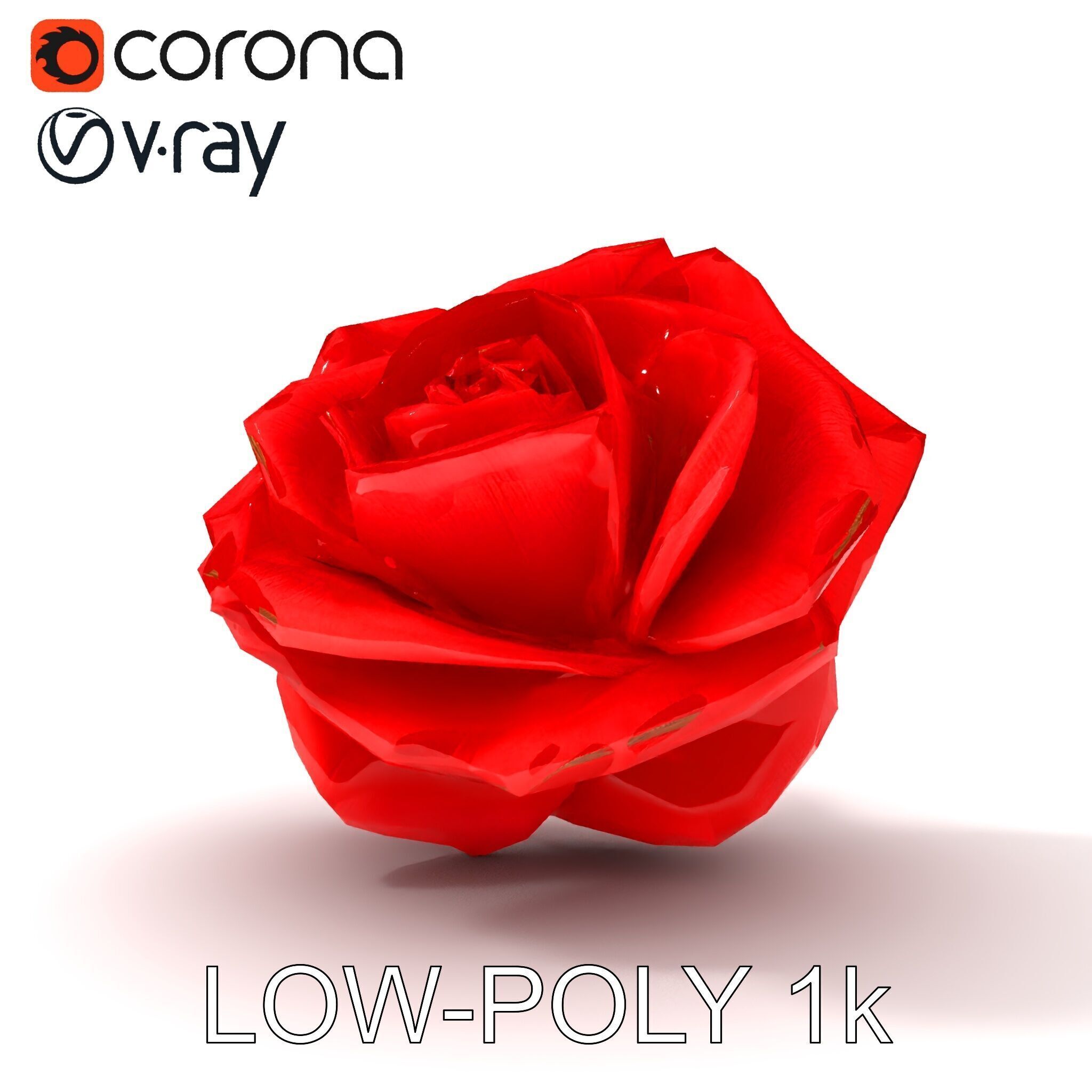 Red Origami Rose Model Pack Low-poly 3D model_16