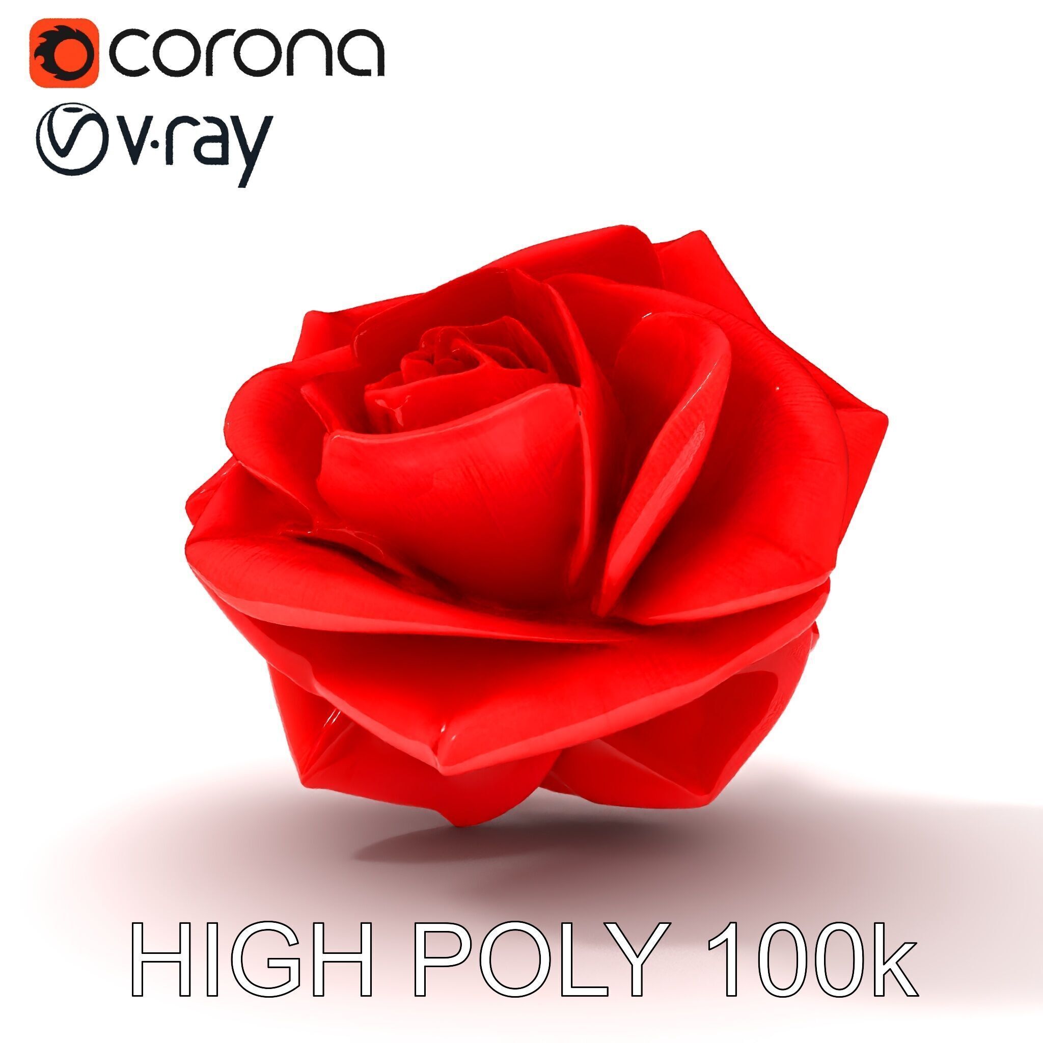 Red Origami Rose Model Pack Low-poly 3D model_11