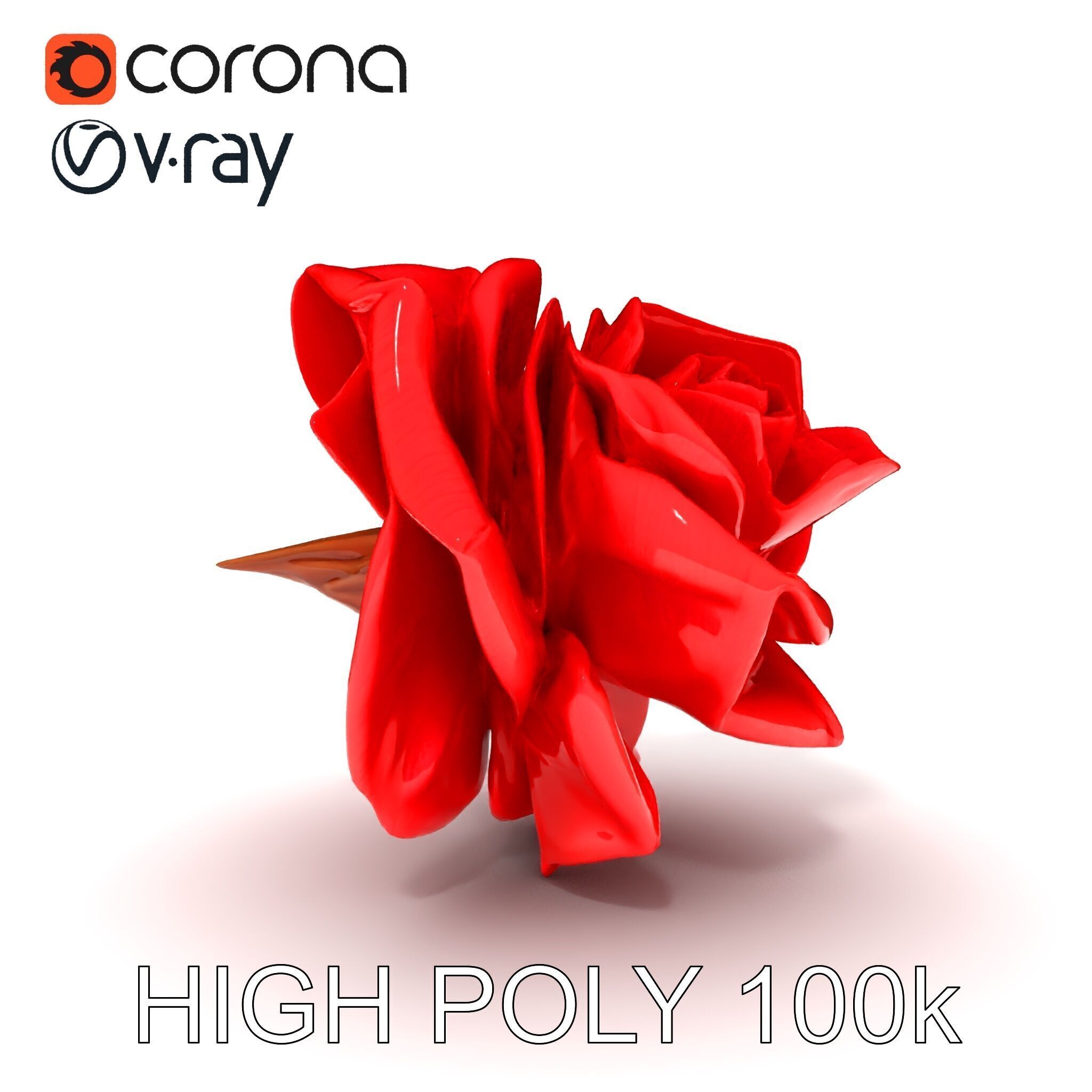Red Origami Rose Model Pack Low-poly 3D model_35