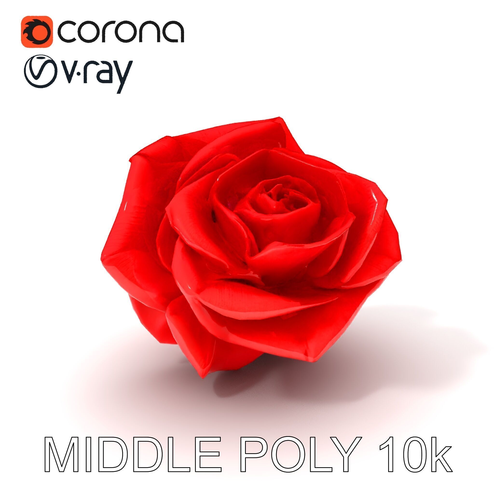 Red Origami Rose Model Pack Low-poly 3D model_17