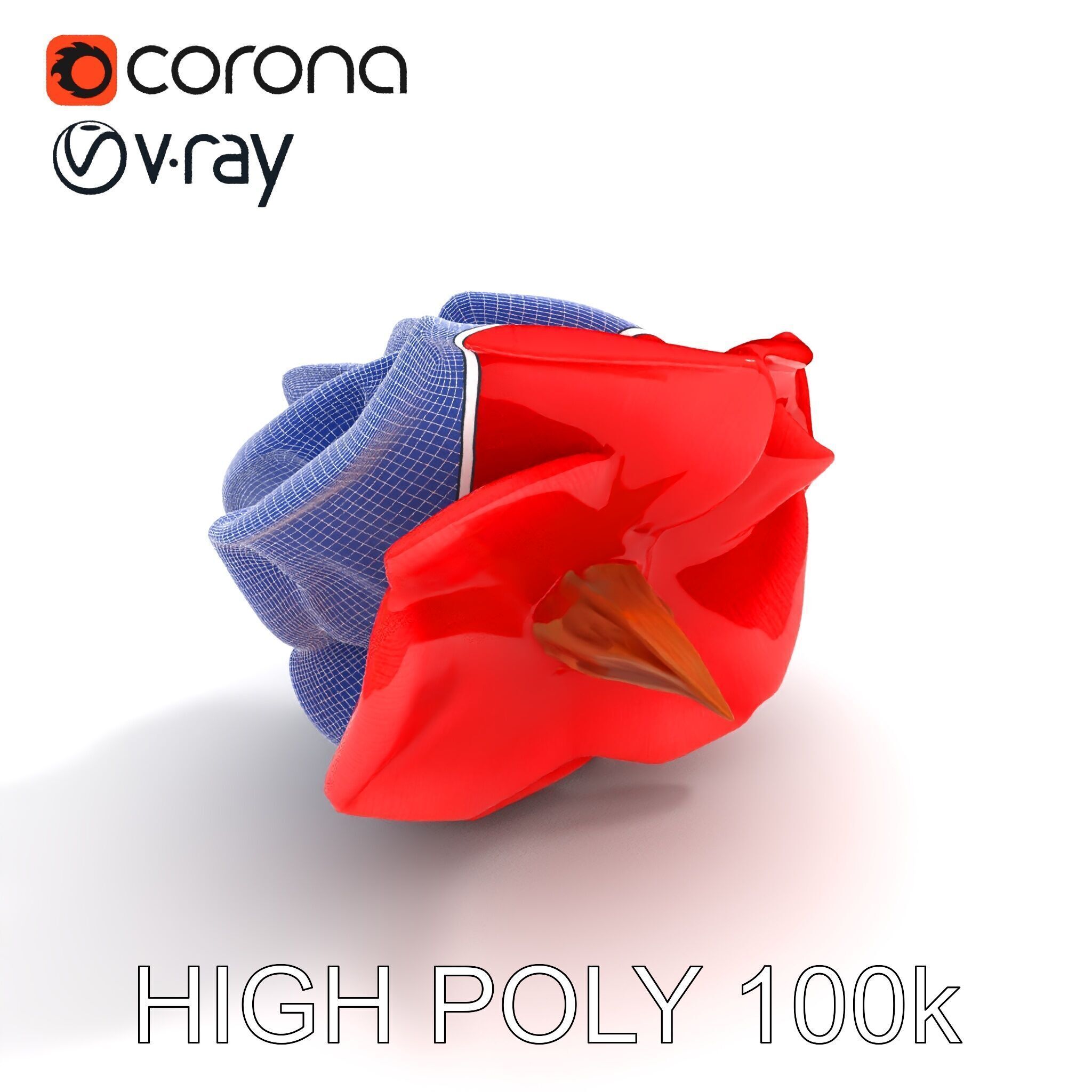 Red Origami Rose Model Pack Low-poly 3D model_24
