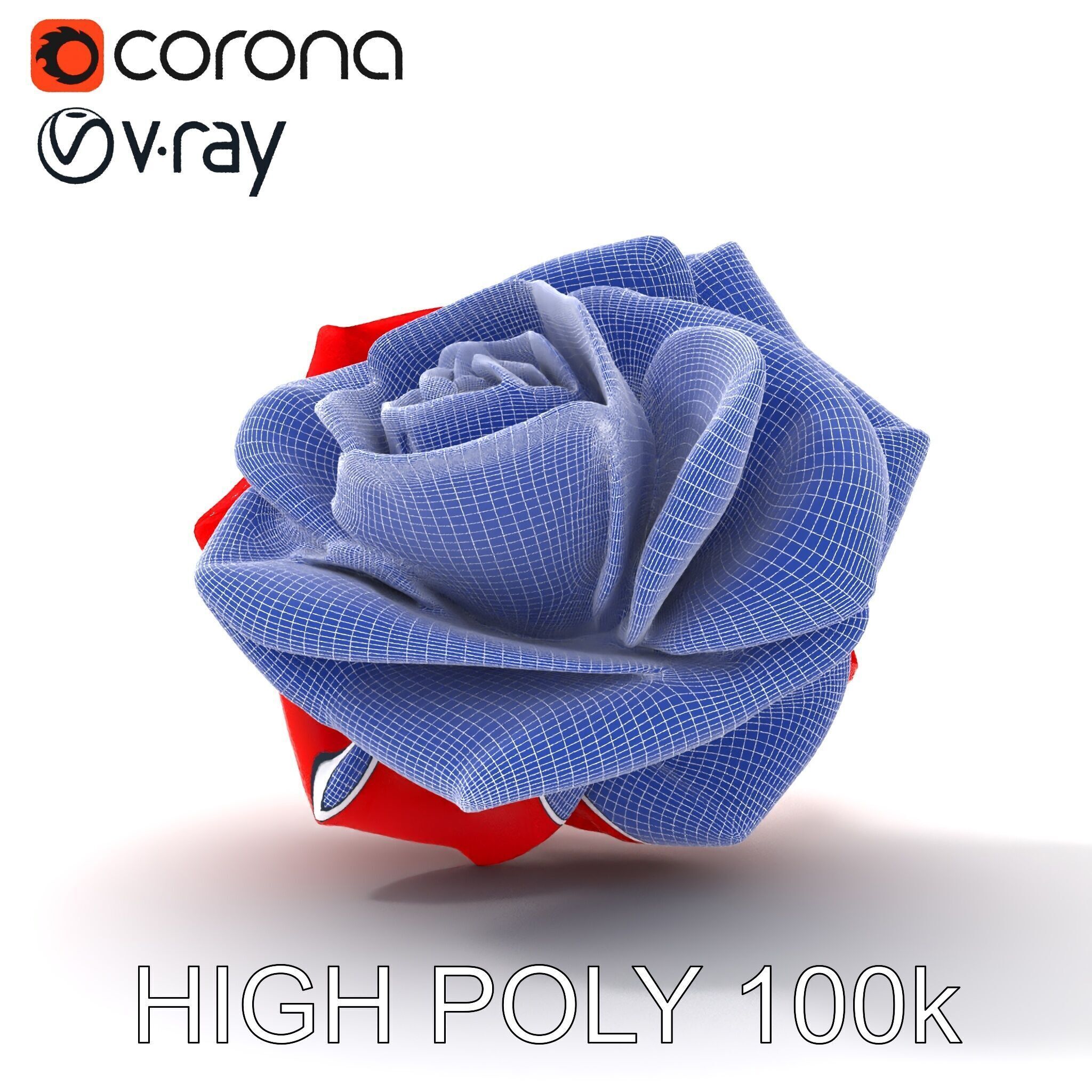 Red Origami Rose Model Pack Low-poly 3D model_34