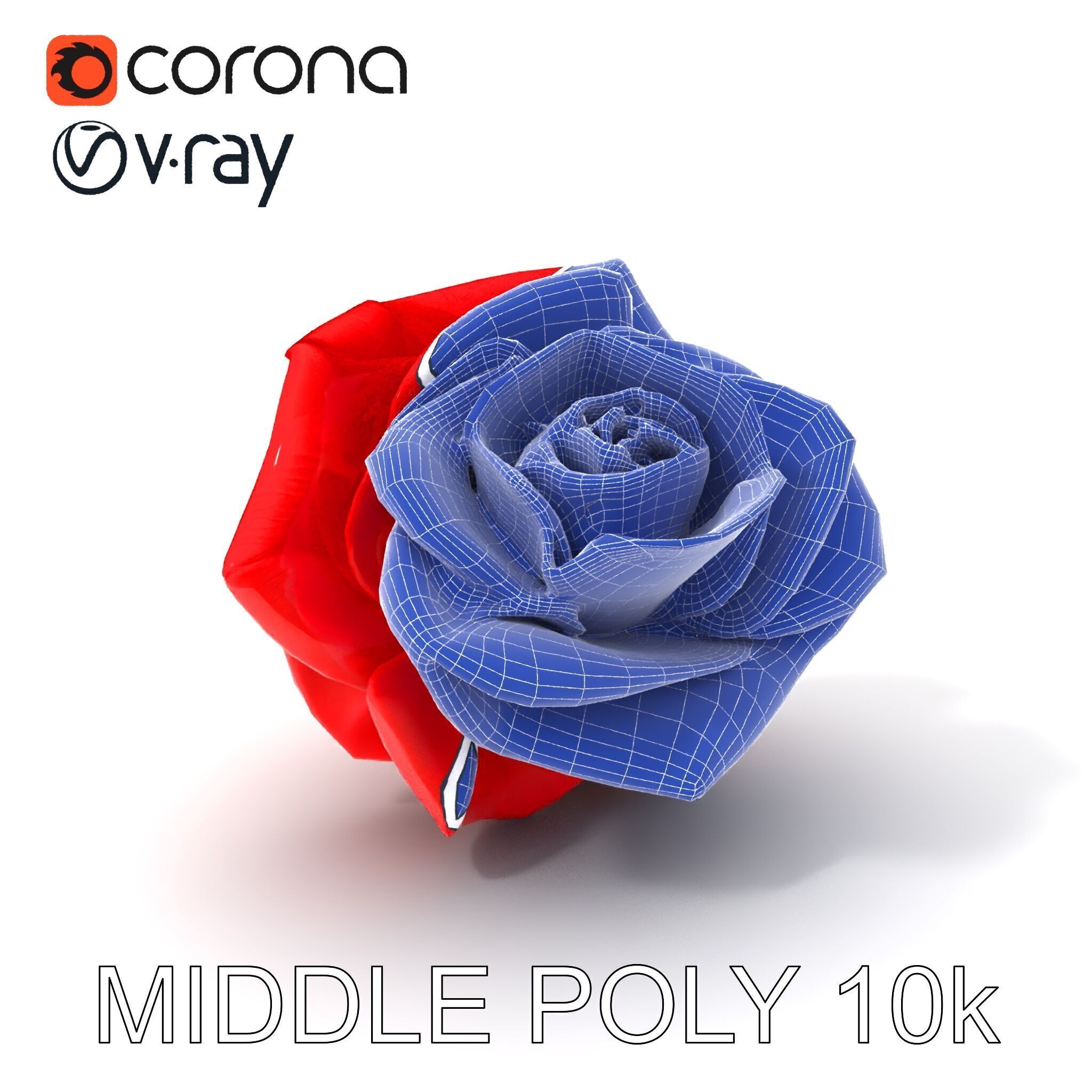 Red Origami Rose Model Pack Low-poly 3D model_30