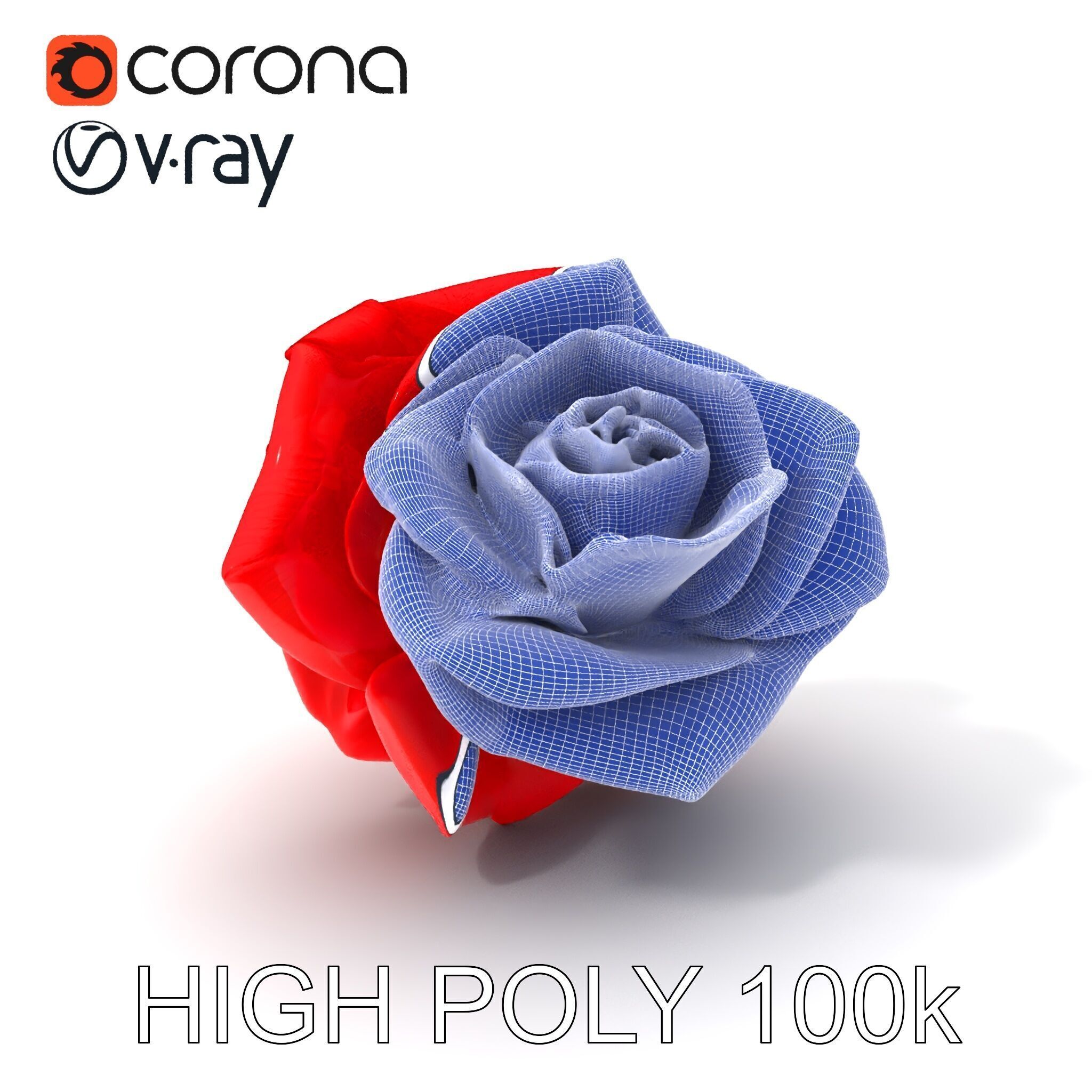 Red Origami Rose Model Pack Low-poly 3D model_23