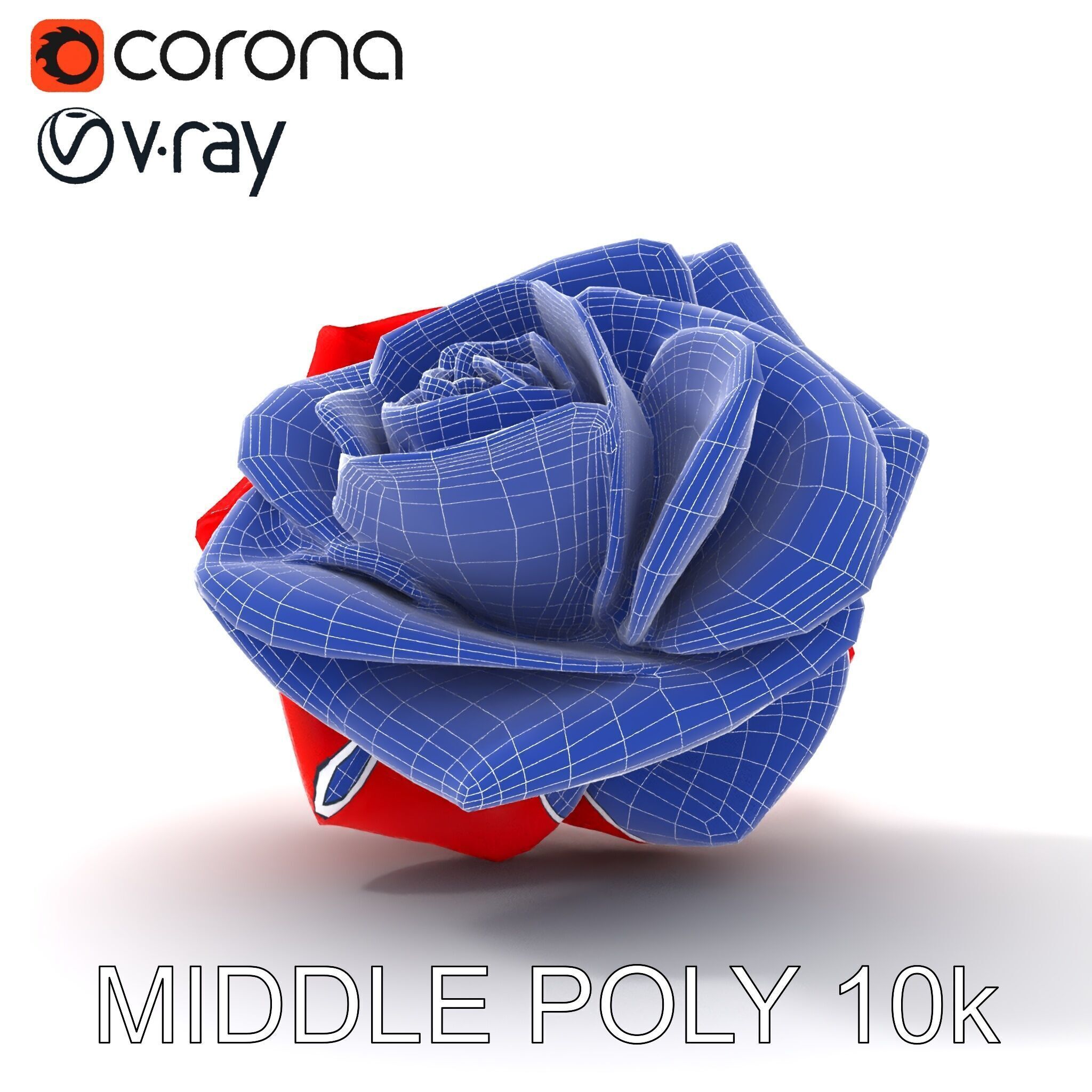 Red Origami Rose Model Pack Low-poly 3D model_18