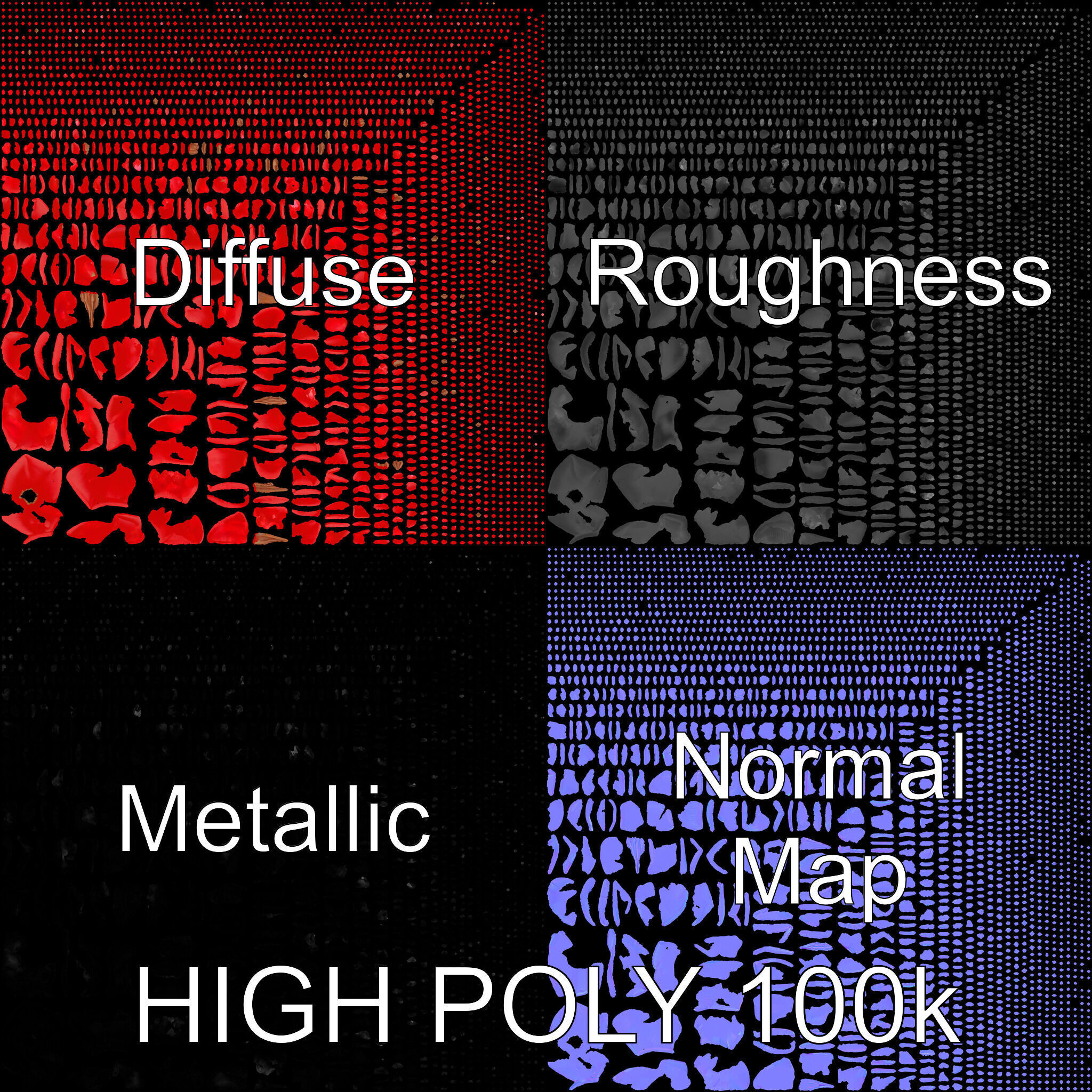 Red Origami Rose Model Pack Low-poly 3D model_3