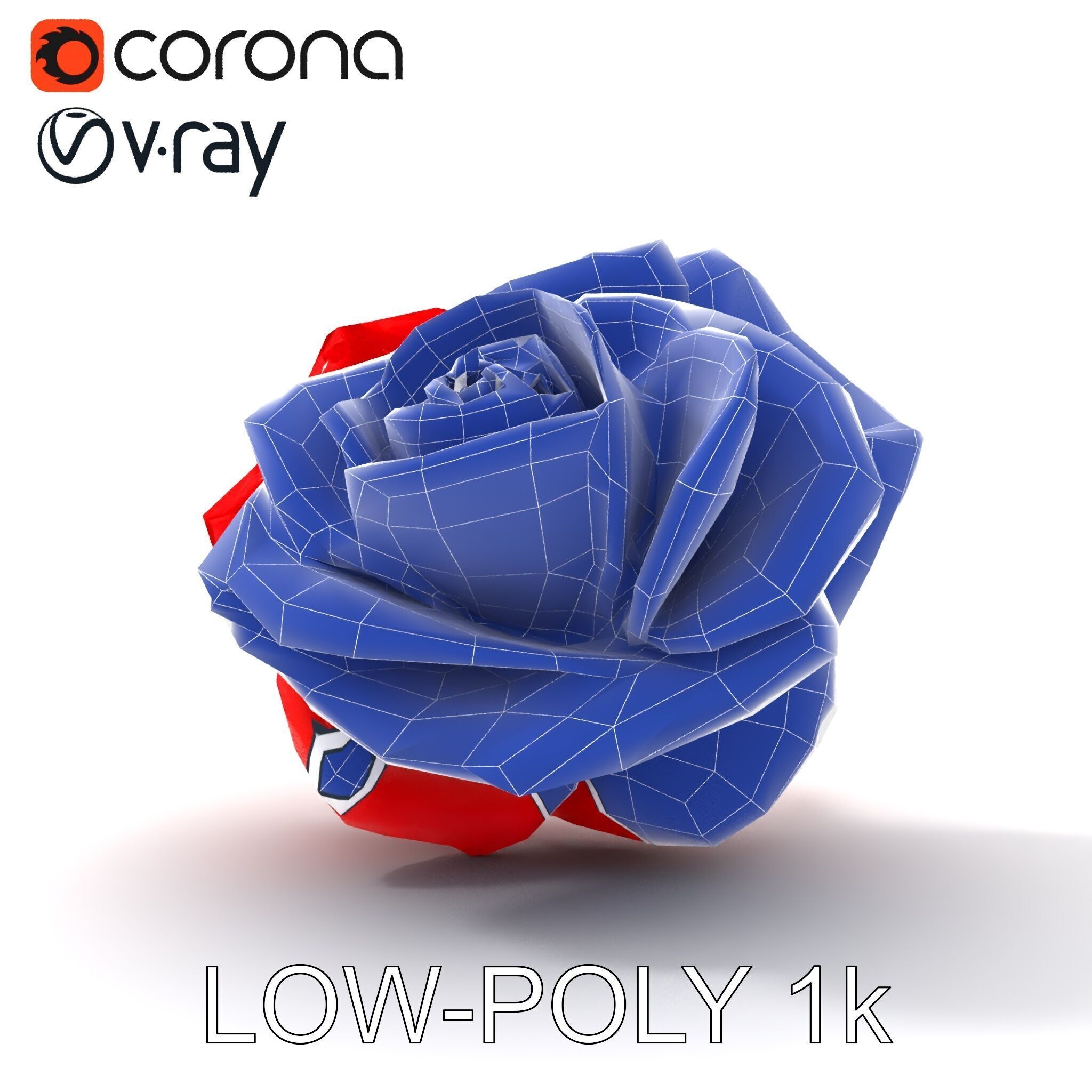 Red Origami Rose Model Pack Low-poly 3D model_26