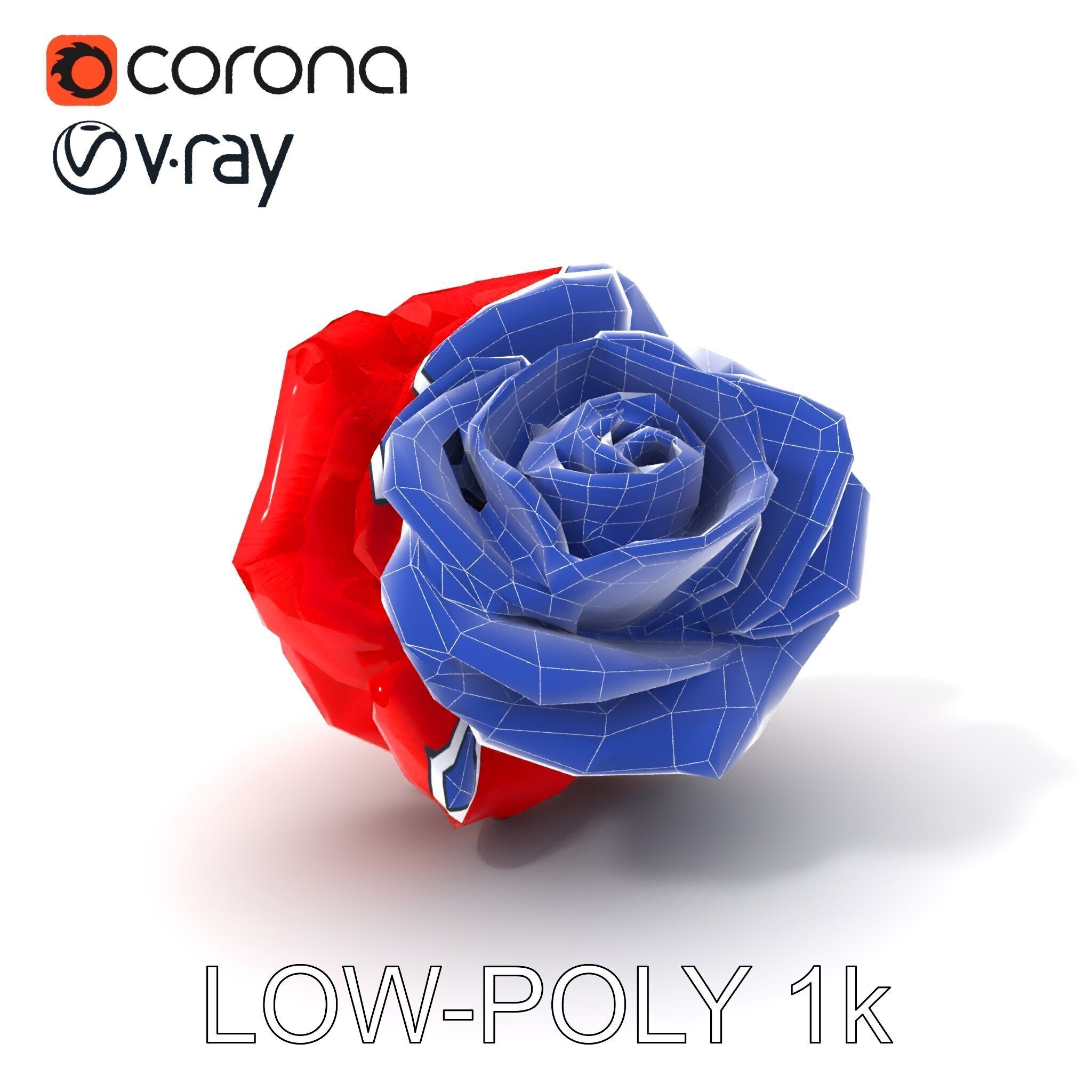 Red Origami Rose Model Pack Low-poly 3D model_22