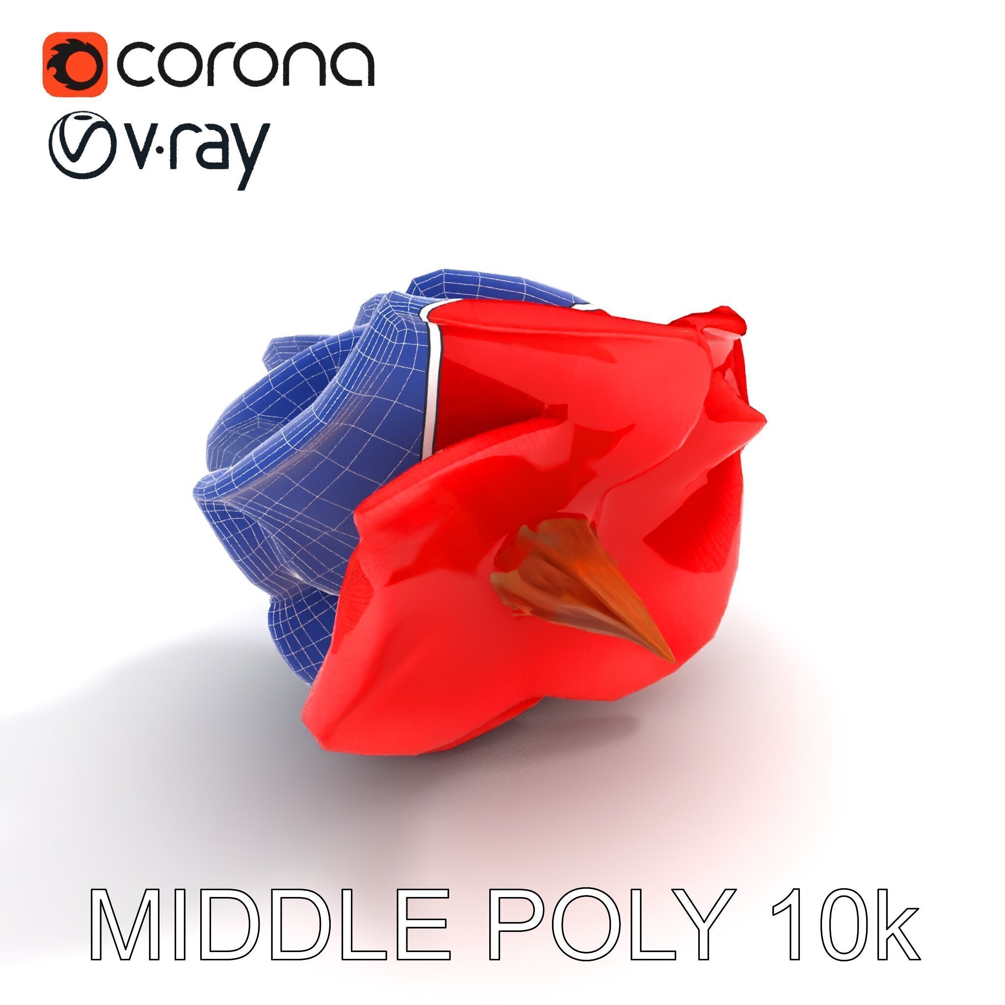Red Origami Rose Model Pack Low-poly 3D model_15
