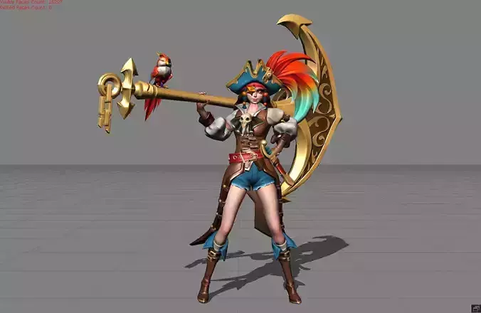 Ruby Pirate Parrot Low-poly 3D model