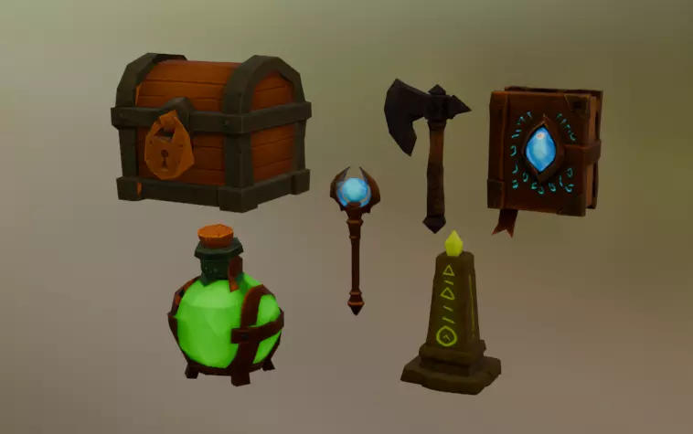 RGBForest Mage Pack  Stylized RPG Magic Props Set  Low-poly 3D model_0