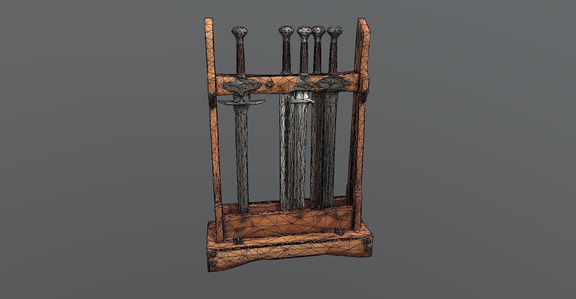 Sword Stand Stylized Medieval 3D Prop Model Low-poly 3D model_1