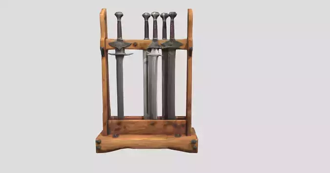 Sword Stand Stylized Medieval 3D Prop Model