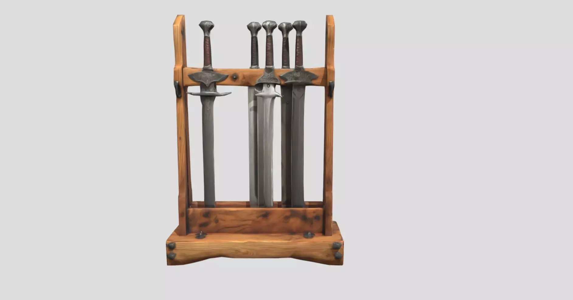 Sword Stand Stylized Medieval 3D Prop Model Low-poly 3D model_0
