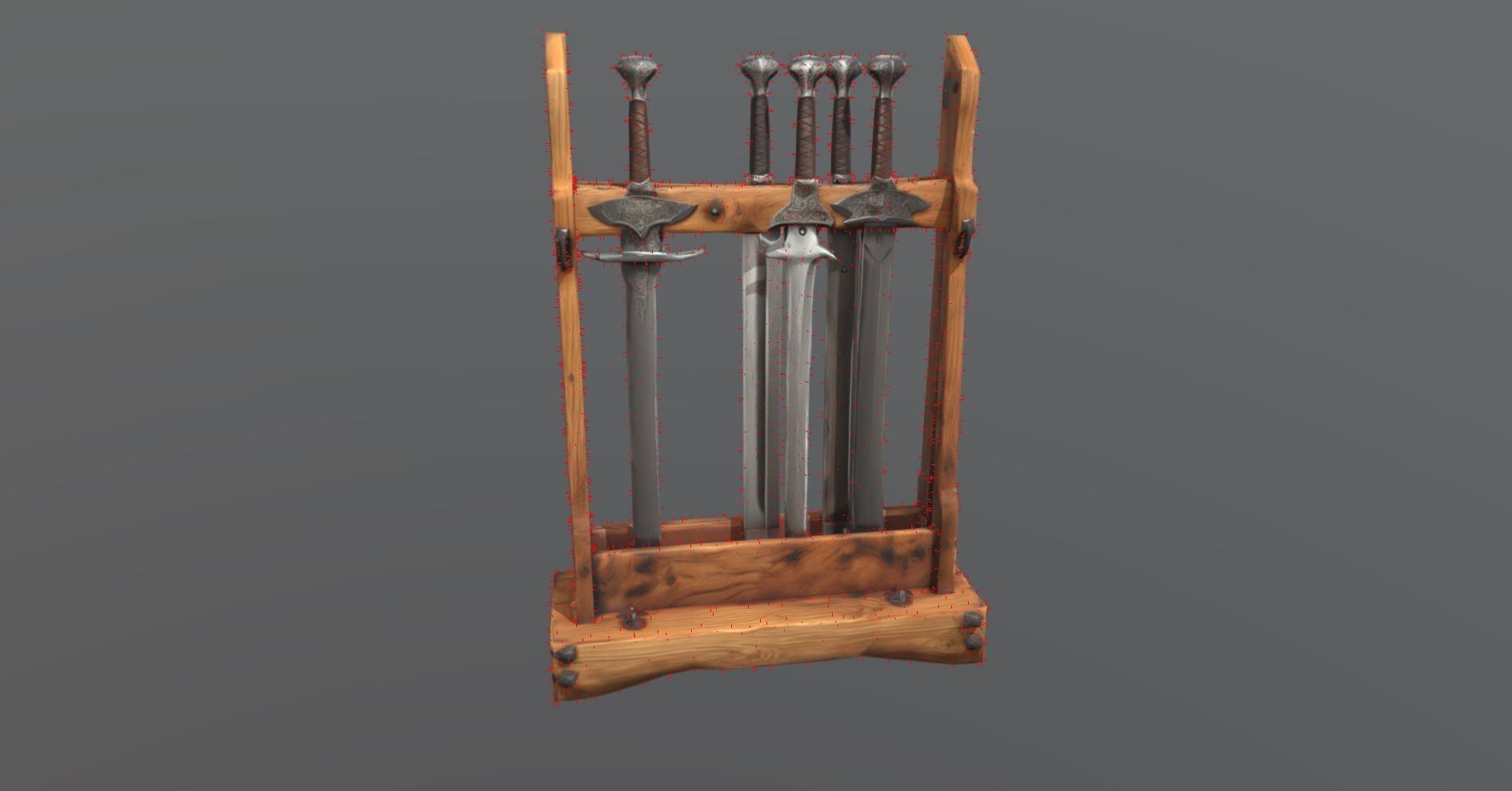 Sword Stand Stylized Medieval 3D Prop Model Low-poly 3D model_9
