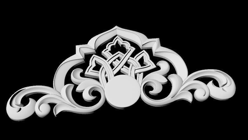 Central decor ornament for furniture 3D model_2