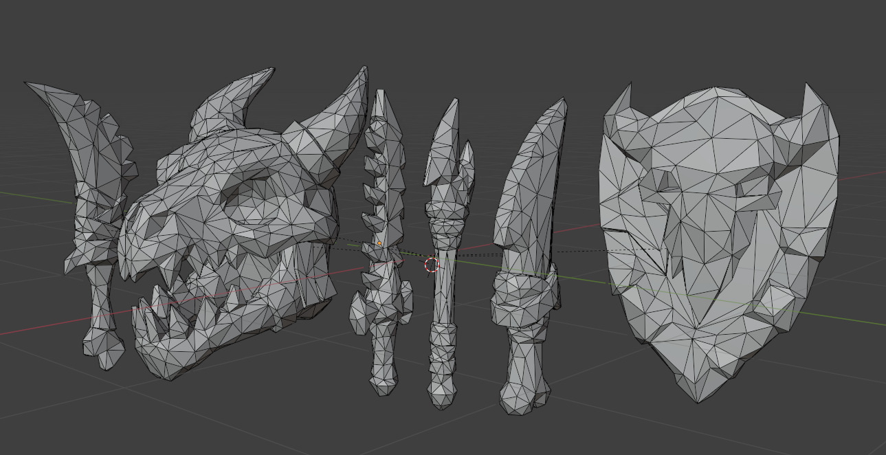 Primal Beast Weapons Pack Stylized Bone Themed RPG Weapon Set 3D model_1
