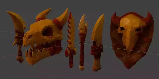 Primal Beast Weapons Pack Stylized Bone Themed RPG Weapon Set 