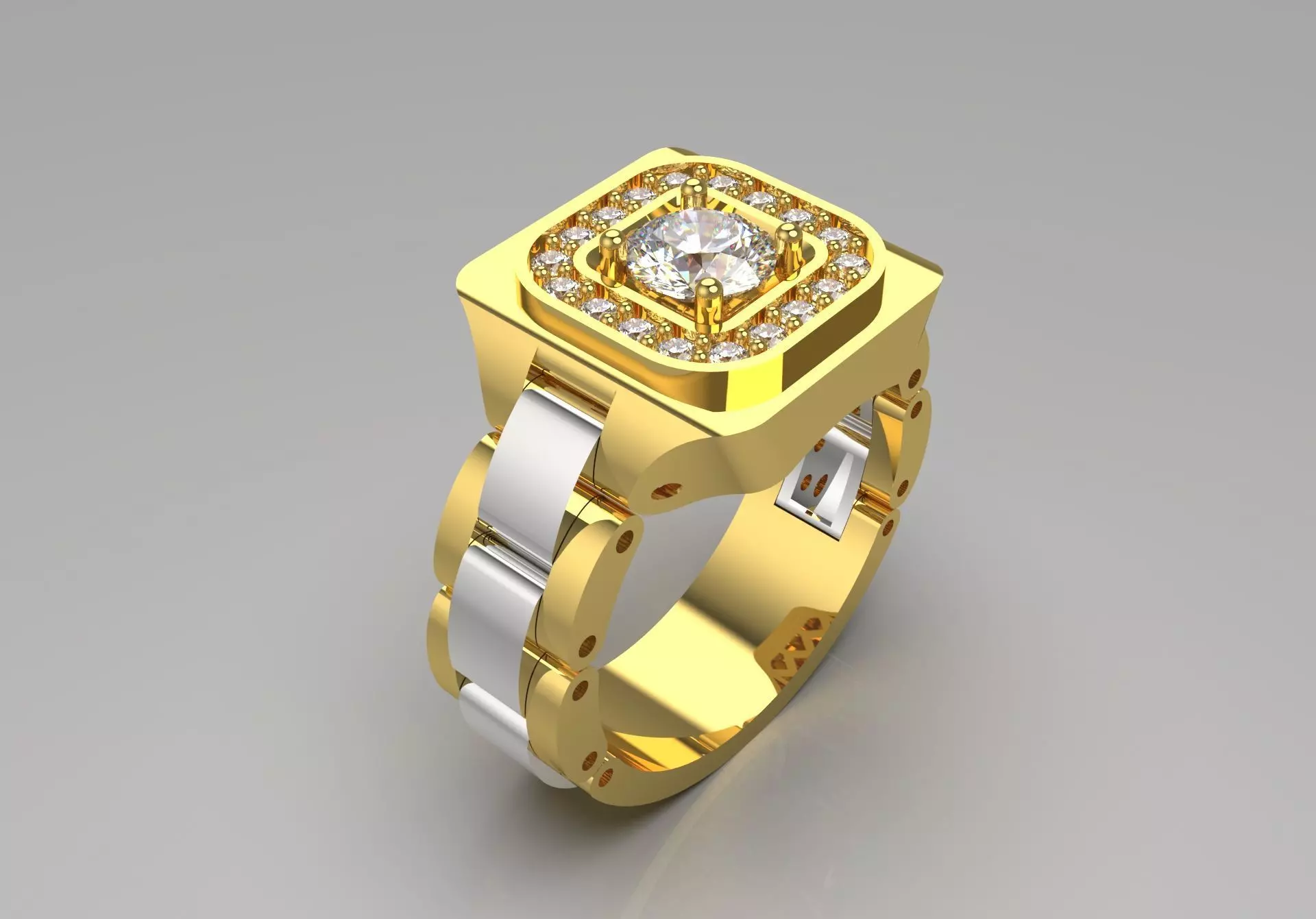 Luxury man Rolex design diamond ring model ror0020 3D print model_0
