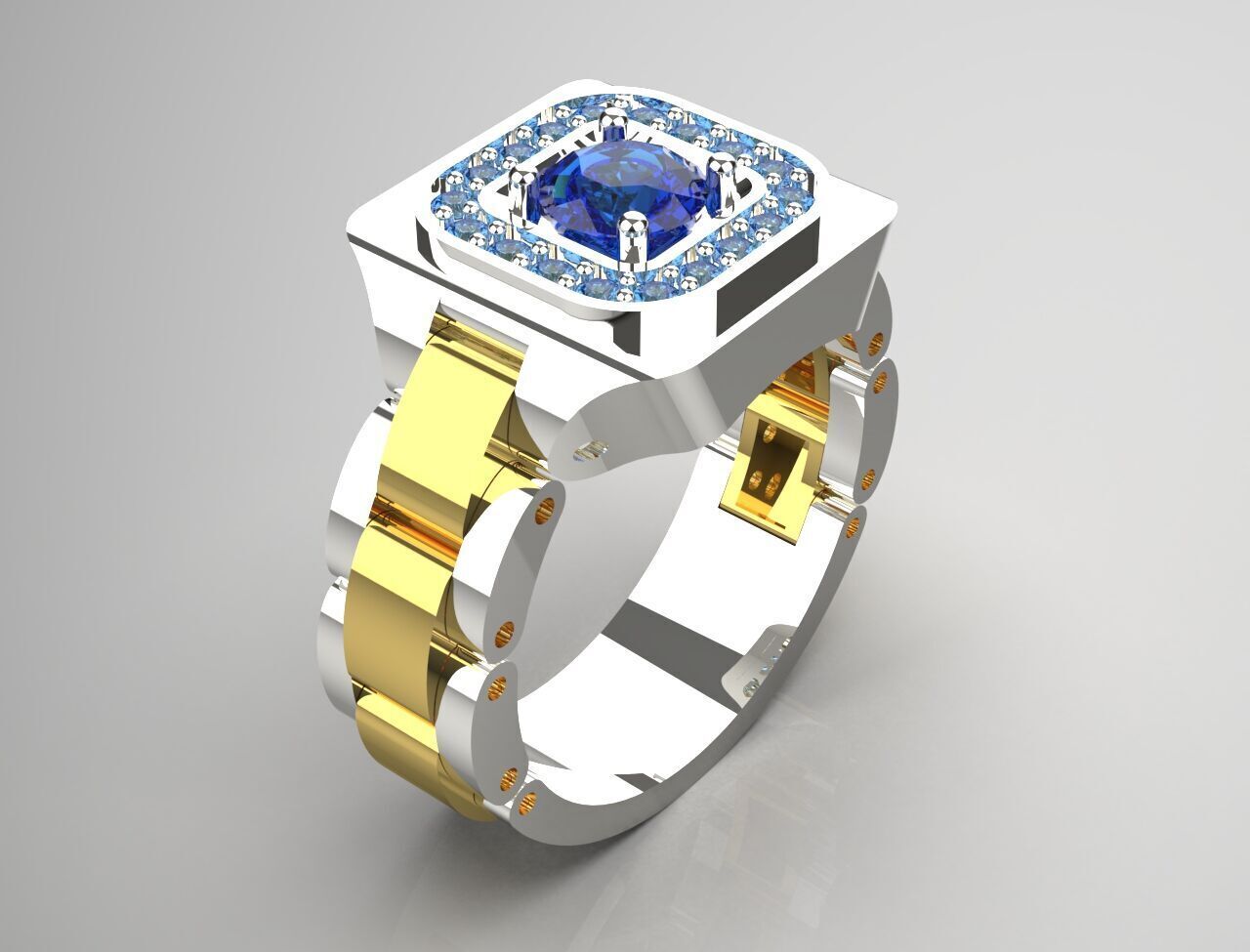 Luxury man Rolex design diamond ring model ror0020 3D print model_14