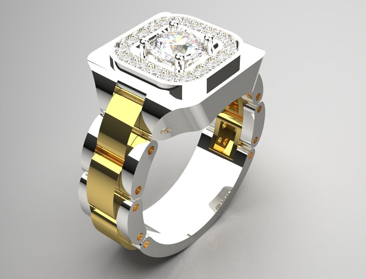 Luxury man Rolex design diamond ring model ror0020 3D print model_17