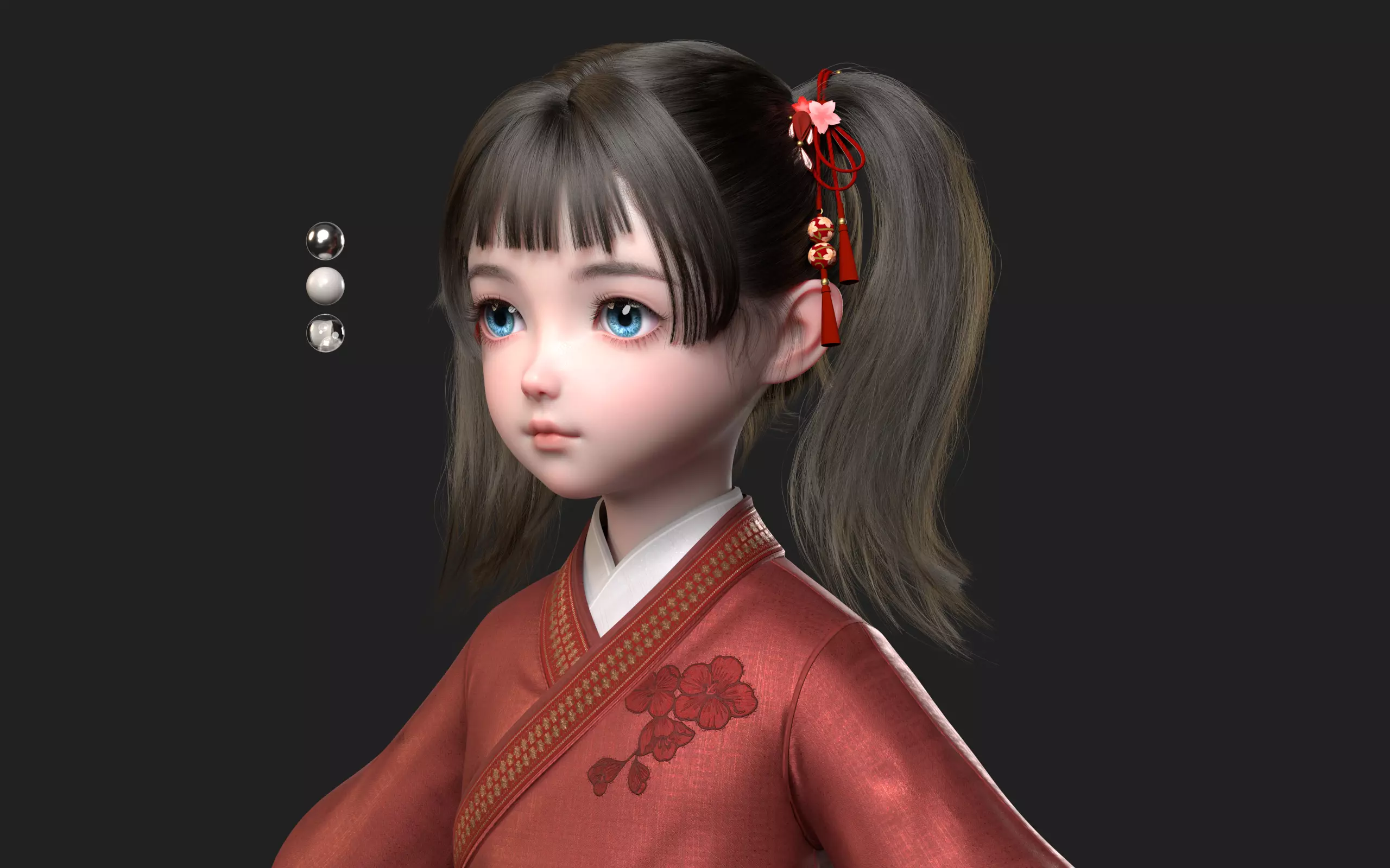 Chinese little Girl AsianGirl O022B 3D model 3D model 3D model 3D model_2