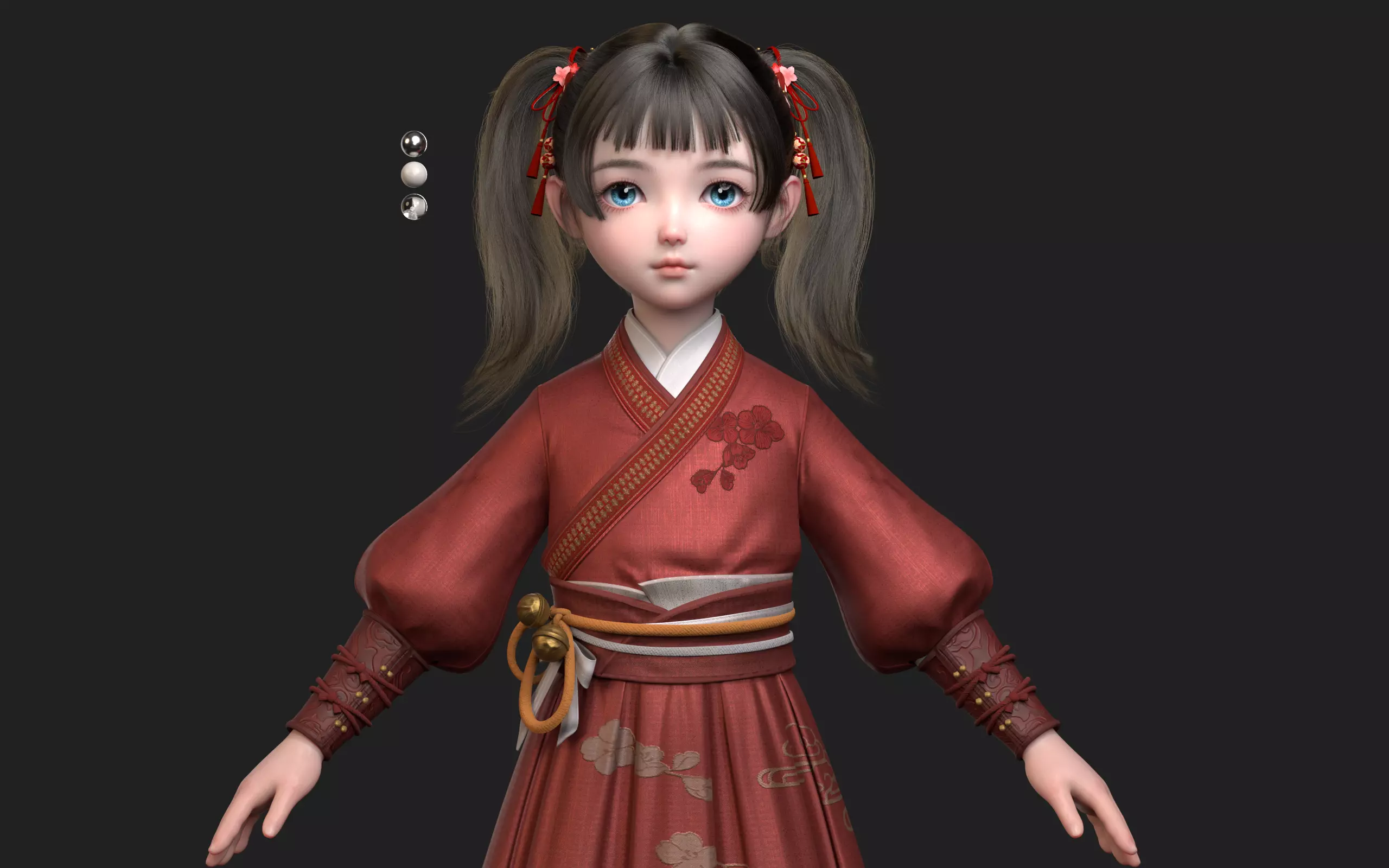 Chinese little Girl AsianGirl O022B 3D model 3D model 3D model 3D model_3