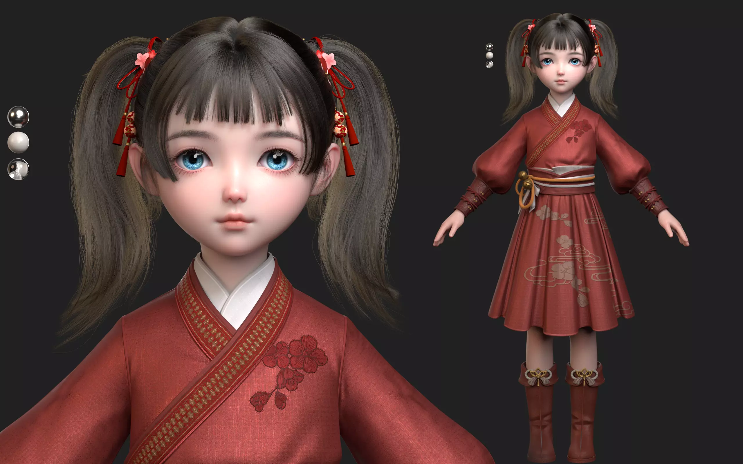 Chinese little Girl AsianGirl O022B 3D model 3D model 3D model 3D model_0