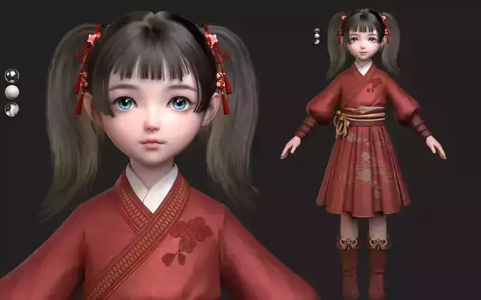 Chinese little Girl AsianGirl O022B 3D model 3D model 3D model
