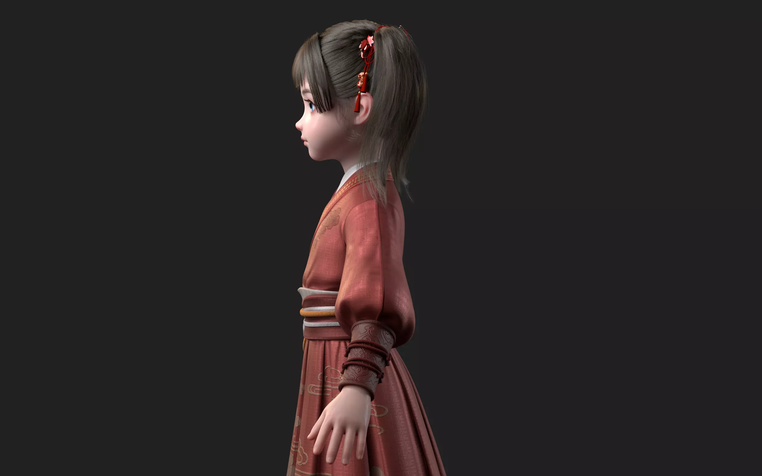 Chinese little Girl AsianGirl O022B 3D model 3D model 3D model 3D model_5