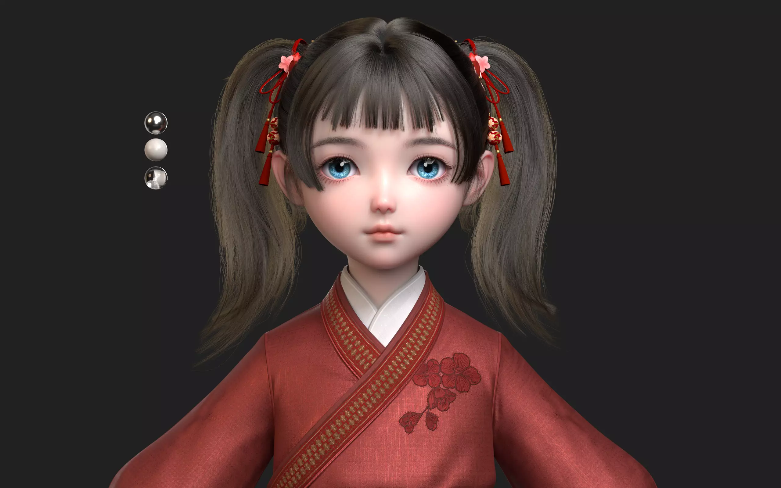 Chinese little Girl AsianGirl O022B 3D model 3D model 3D model 3D model_1