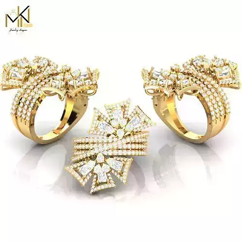 Starburst Cluster  GOLD Ring Set in Yellow Gold