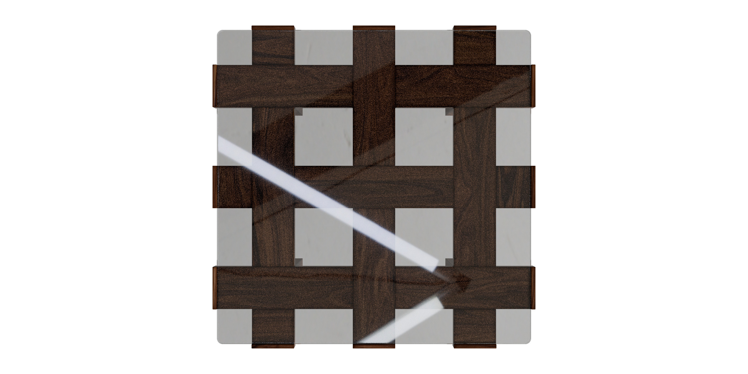 Solid Wood Square Glass Top Coffee Table Low-poly 3D model_1