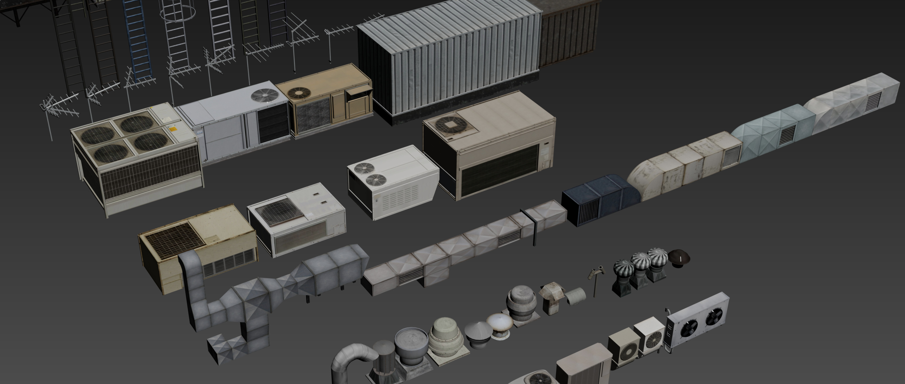 ventilation and roof components - 165 items Free 3D model_2