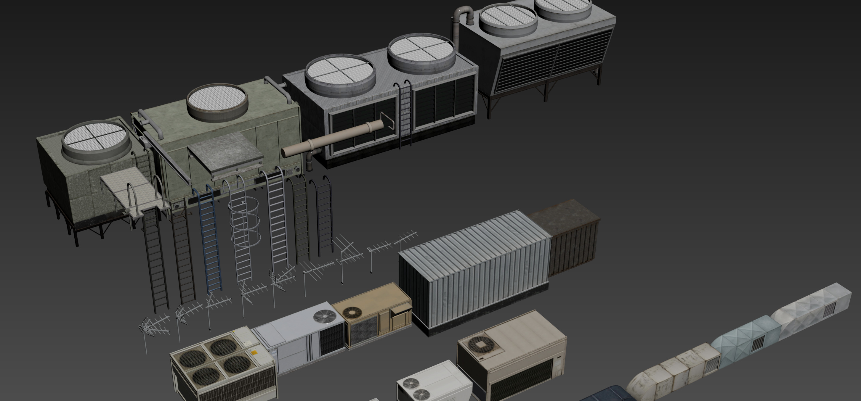 ventilation and roof components - 165 items Free 3D model_3