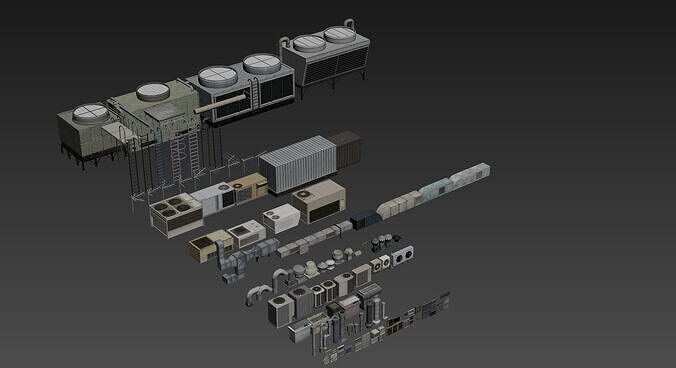 ventilation and roof components - 165 items Free 3D model