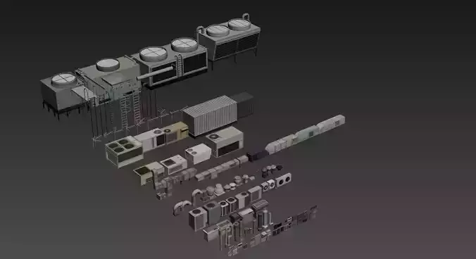 ventilation and roof components - 165 items Free 3D model