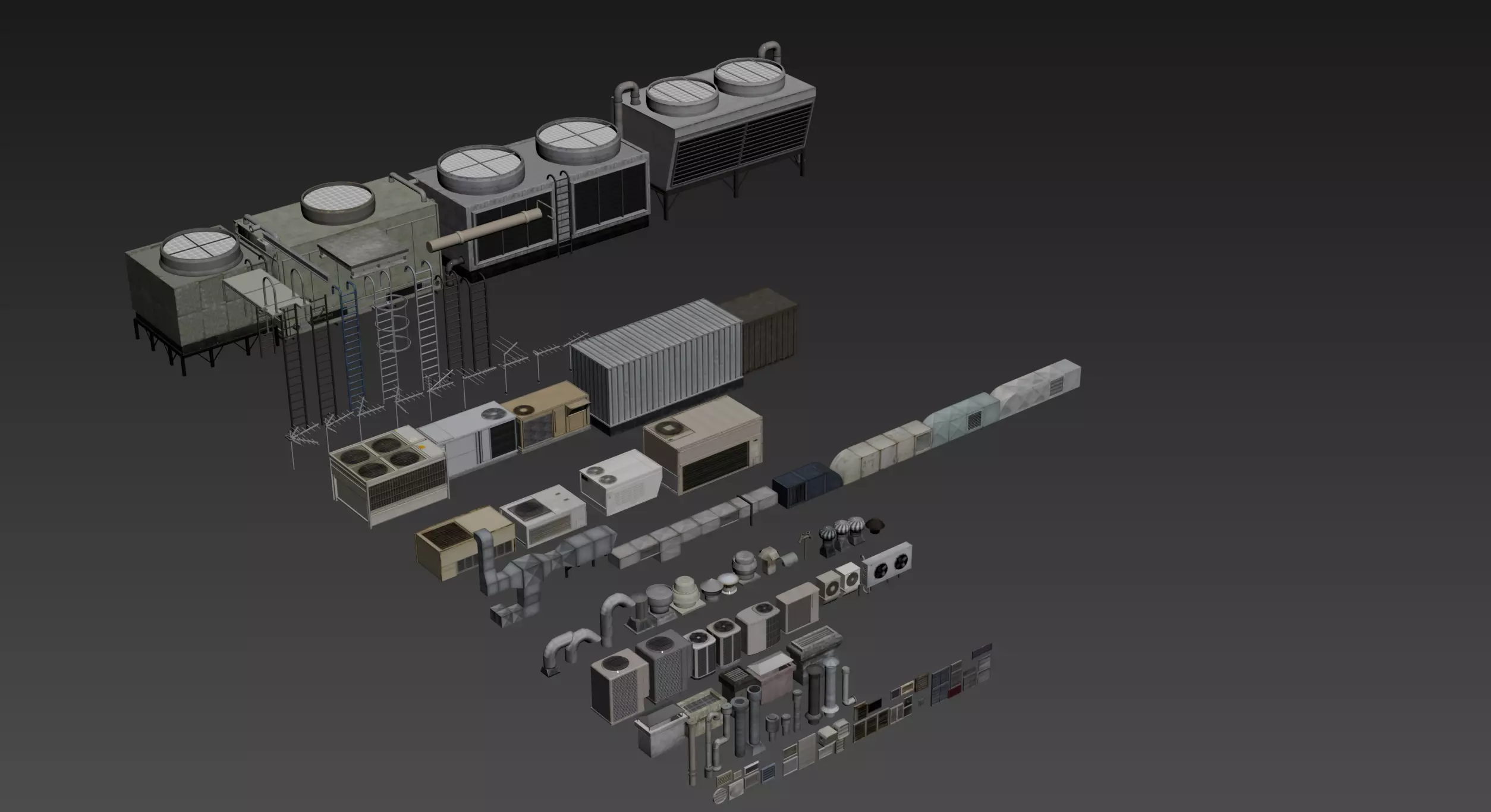 ventilation and roof components - 165 items Free 3D model_0