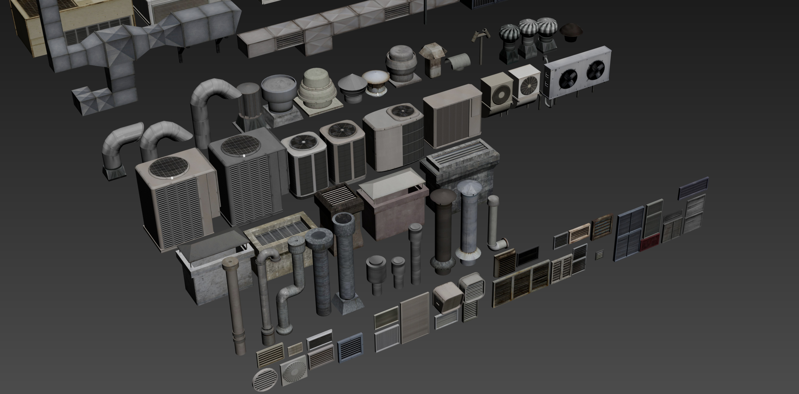 ventilation and roof components - 165 items Free 3D model_1